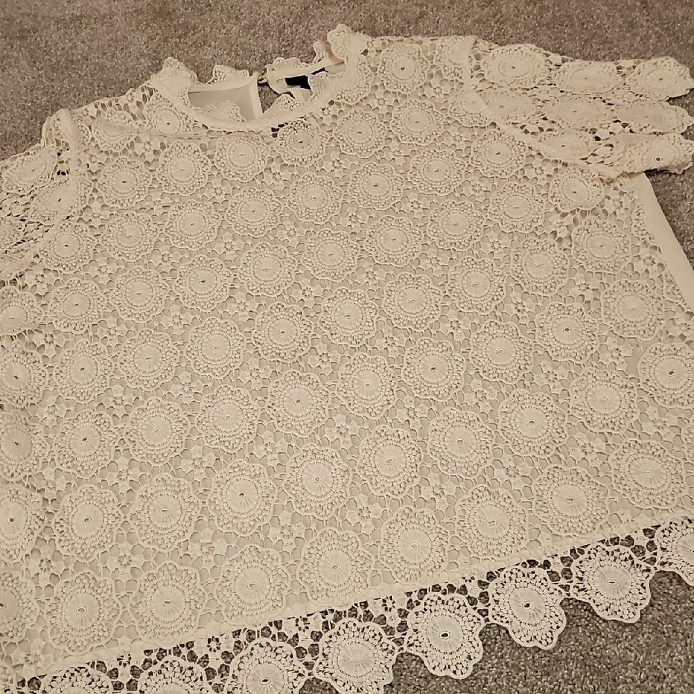 🟠Who What Wear White Lace Blouse #Z